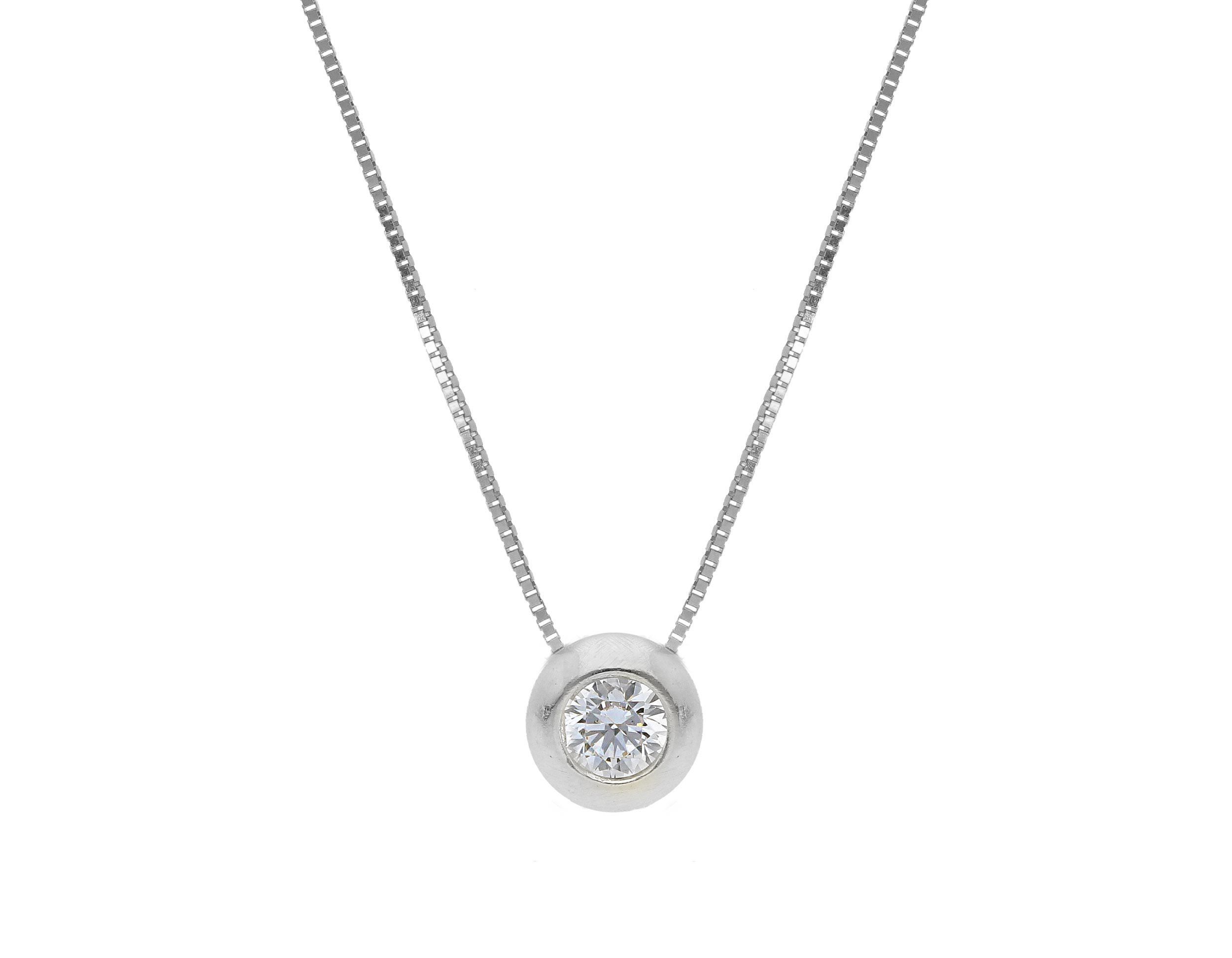 White gold necklace k9 with white zircon (code S173898)